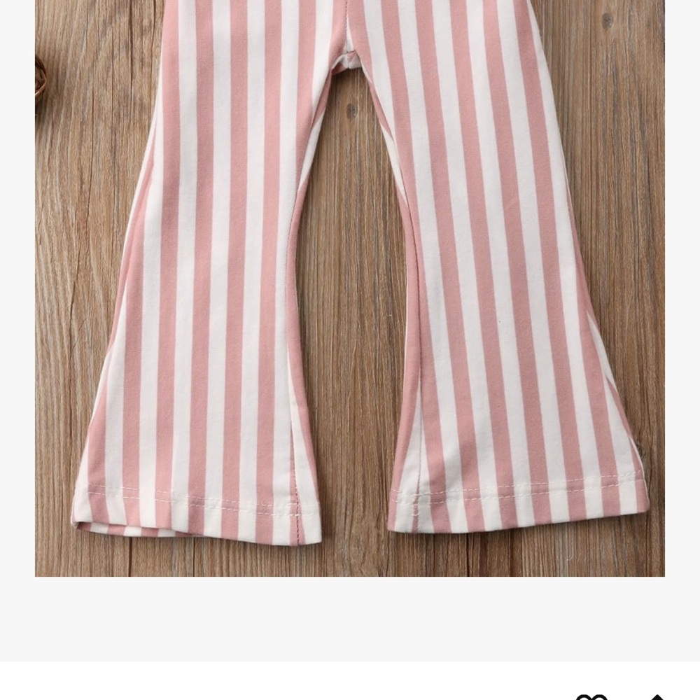 Pink cream Bell bottom jumpsuit romper overalls striped jumper flared pants kids - Picture 5 of 7